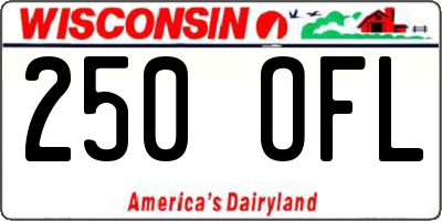WI license plate 250OFL