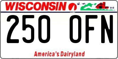 WI license plate 250OFN