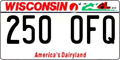 WI license plate 250OFQ