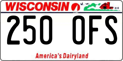WI license plate 250OFS