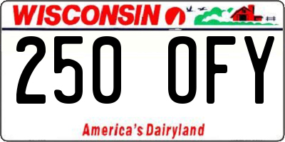 WI license plate 250OFY