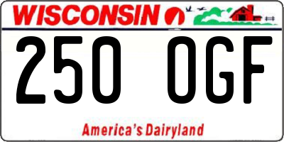 WI license plate 250OGF