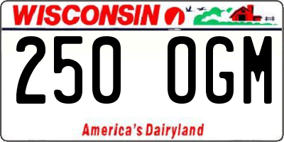 WI license plate 250OGM