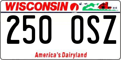 WI license plate 250OSZ