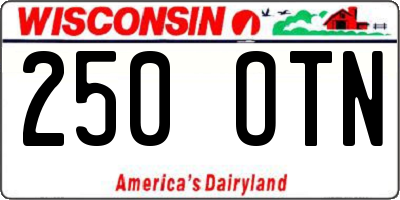 WI license plate 250OTN