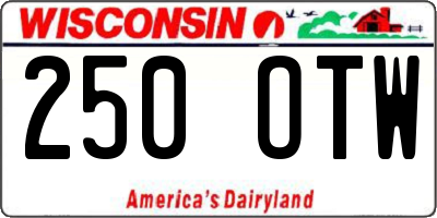 WI license plate 250OTW