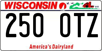 WI license plate 250OTZ