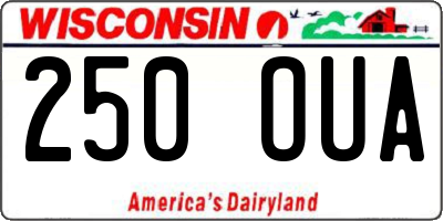 WI license plate 250OUA