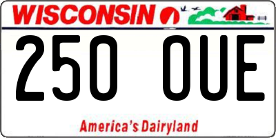 WI license plate 250OUE