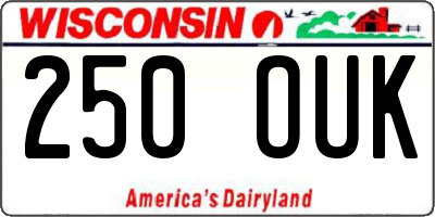 WI license plate 250OUK