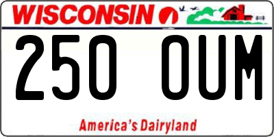 WI license plate 250OUM