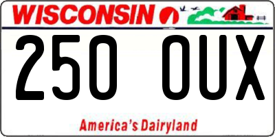 WI license plate 250OUX