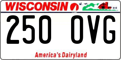 WI license plate 250OVG