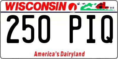 WI license plate 250PIQ