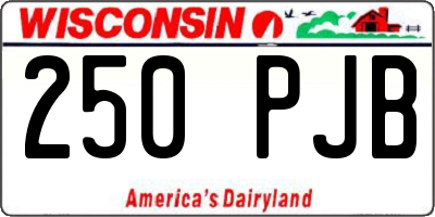 WI license plate 250PJB
