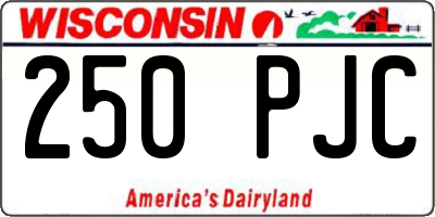 WI license plate 250PJC
