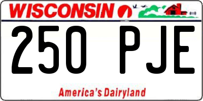 WI license plate 250PJE