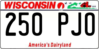 WI license plate 250PJO