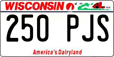 WI license plate 250PJS