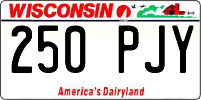 WI license plate 250PJY