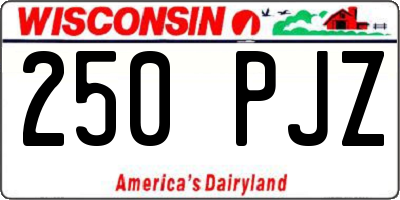 WI license plate 250PJZ