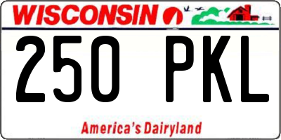 WI license plate 250PKL