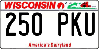WI license plate 250PKU
