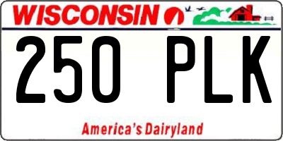 WI license plate 250PLK