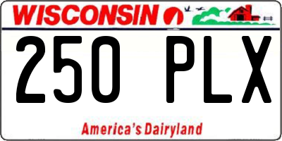 WI license plate 250PLX