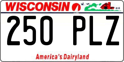 WI license plate 250PLZ