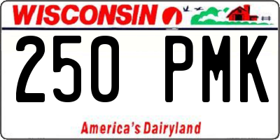 WI license plate 250PMK