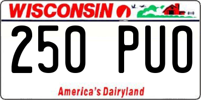 WI license plate 250PUO