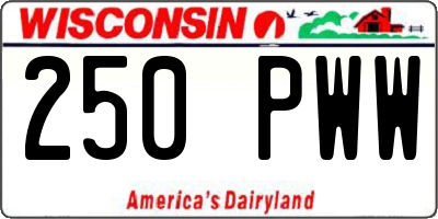 WI license plate 250PWW