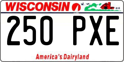 WI license plate 250PXE