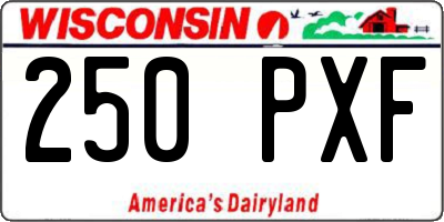 WI license plate 250PXF