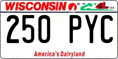WI license plate 250PYC