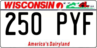 WI license plate 250PYF
