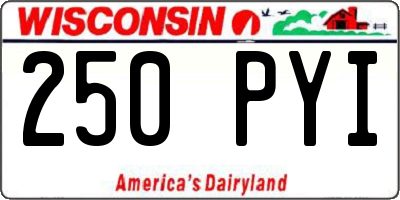 WI license plate 250PYI