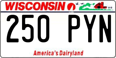 WI license plate 250PYN