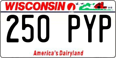 WI license plate 250PYP