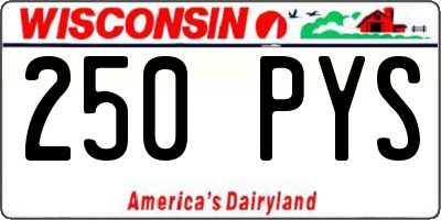 WI license plate 250PYS