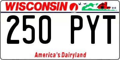 WI license plate 250PYT