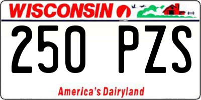 WI license plate 250PZS
