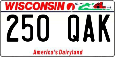 WI license plate 250QAK