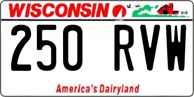 WI license plate 250RVW