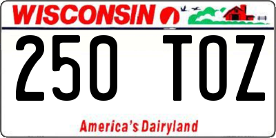 WI license plate 250TOZ