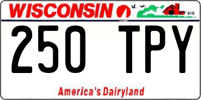 WI license plate 250TPY