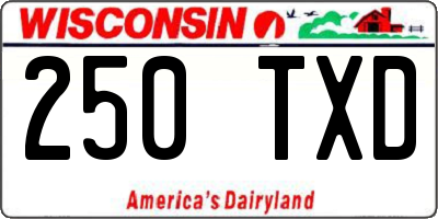 WI license plate 250TXD