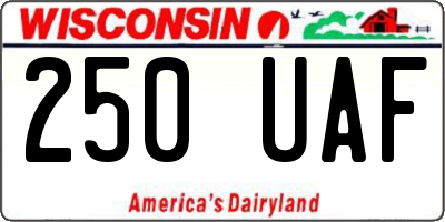 WI license plate 250UAF