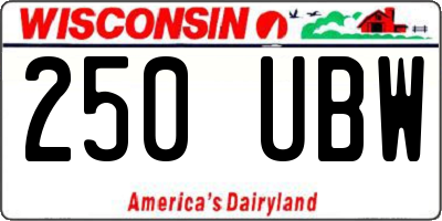 WI license plate 250UBW